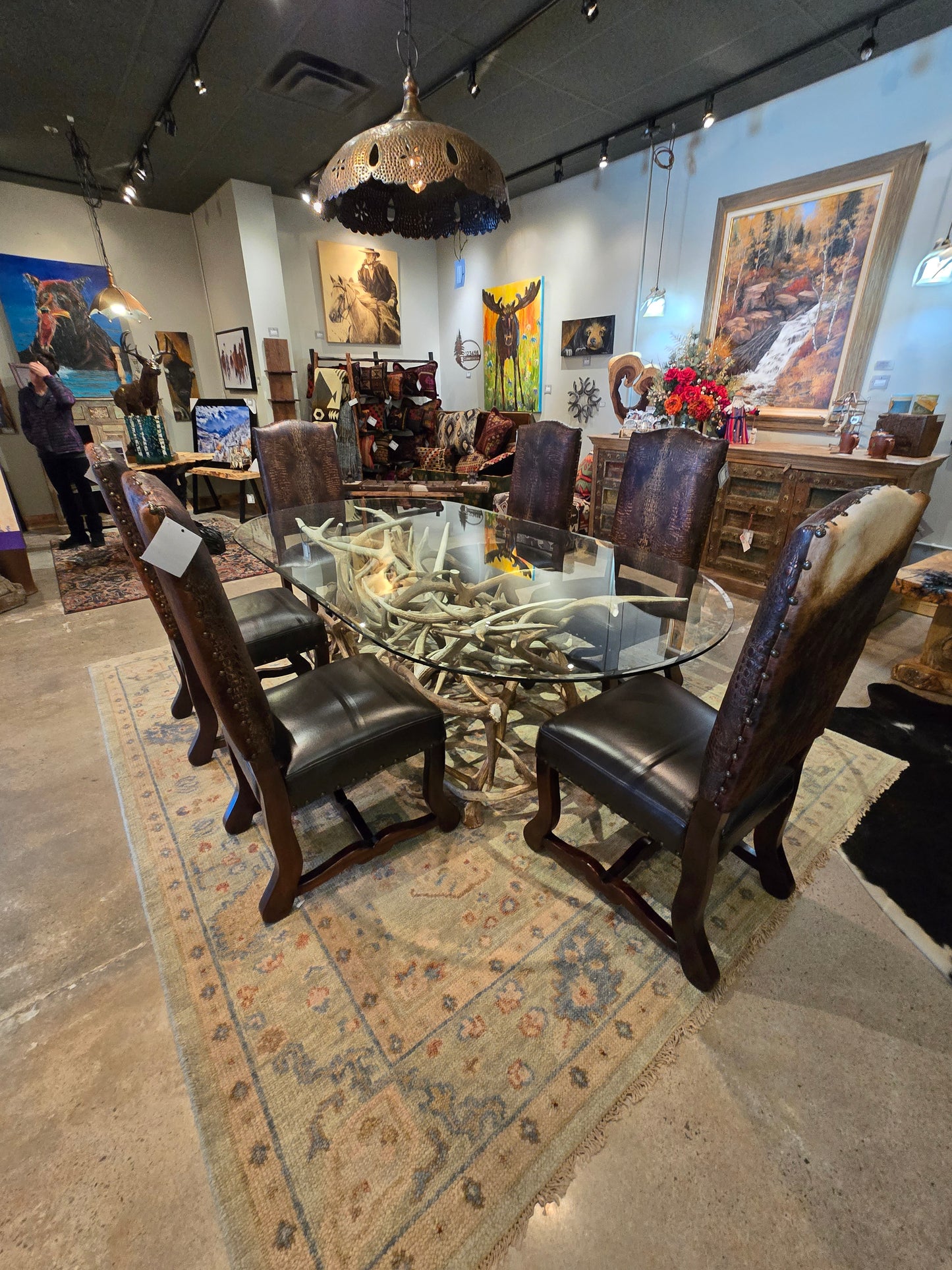 Amazing elk antler dining room table
