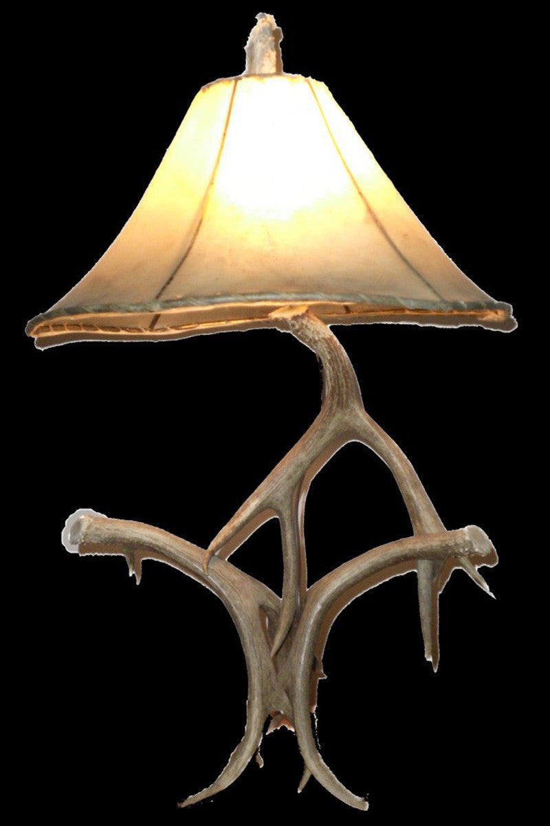 Antler Lamp With Oiled Rawhide Shade - Rocky Mountain Antler Works