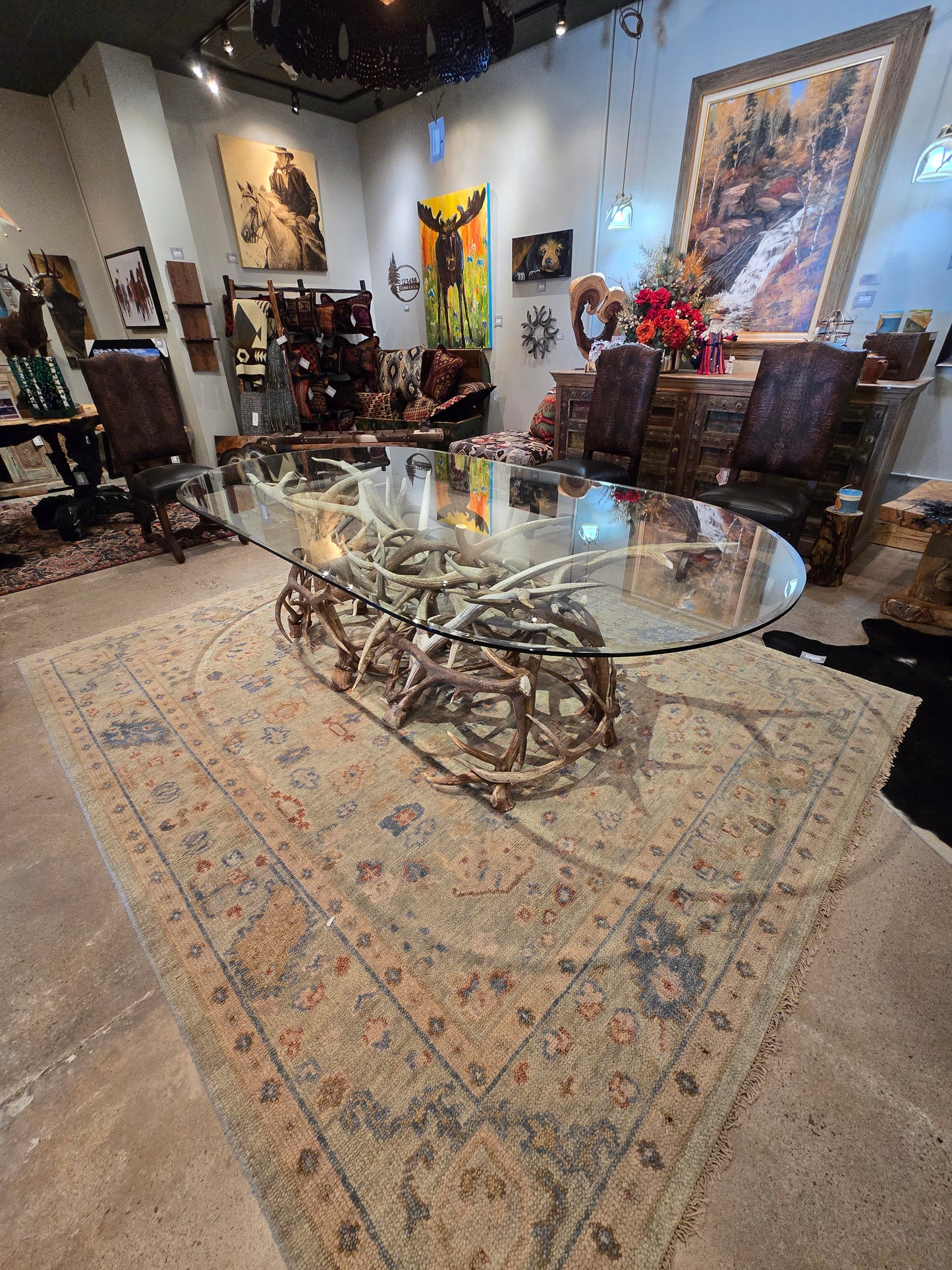 Amazing elk antler dining room table
