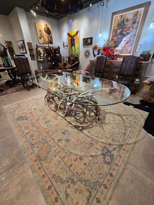 Luxury rustic elk antler dining room table