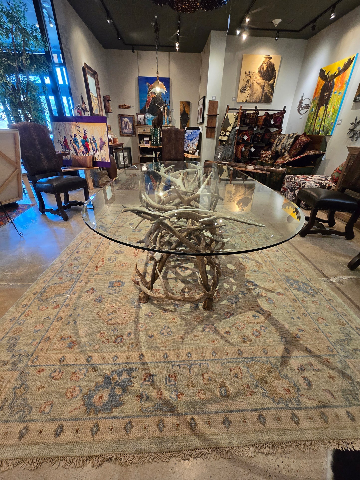 Amazing elk antler dining room table