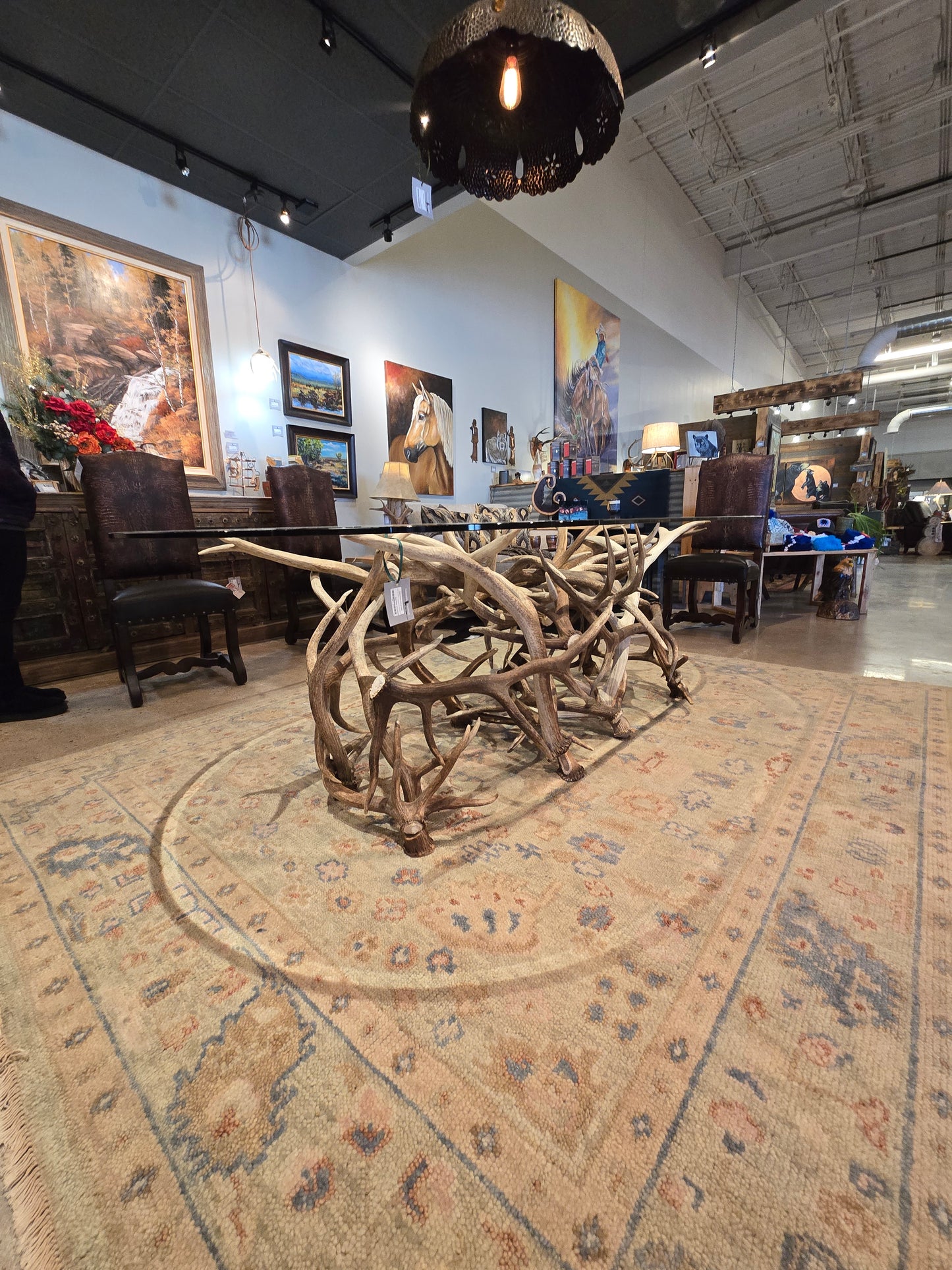 Amazing elk antler dining room table