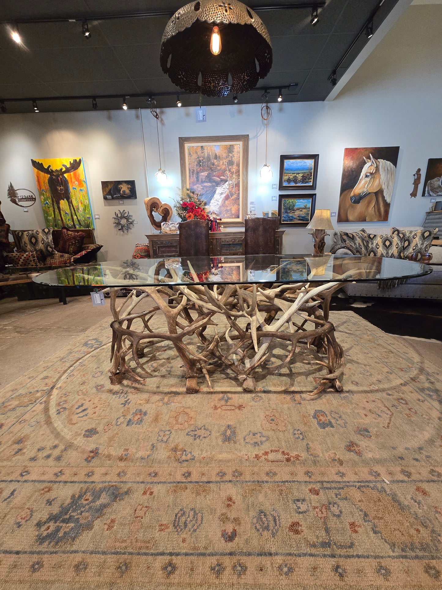 Amazing elk antler dining room table