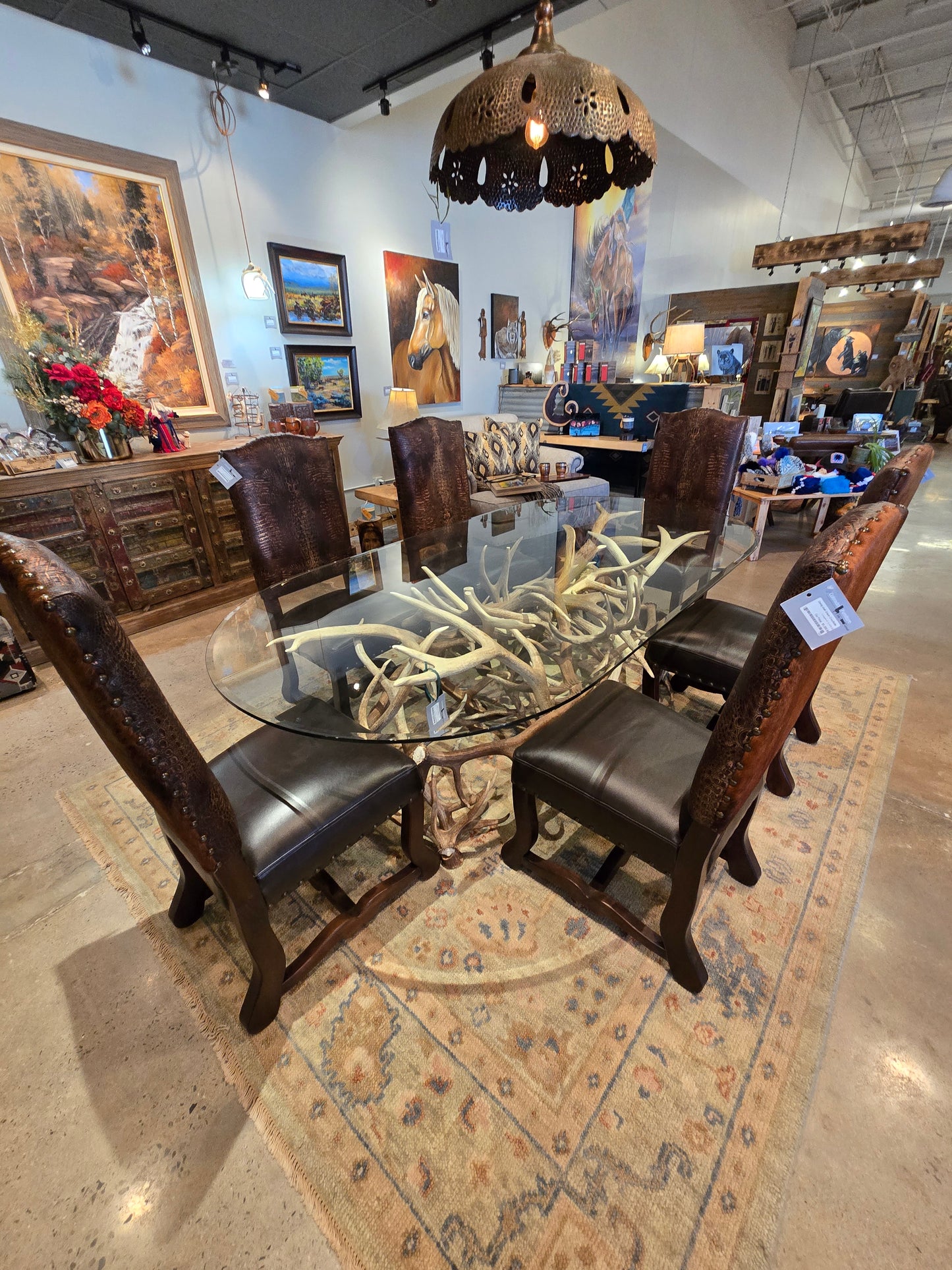 Amazing elk antler dining room table
