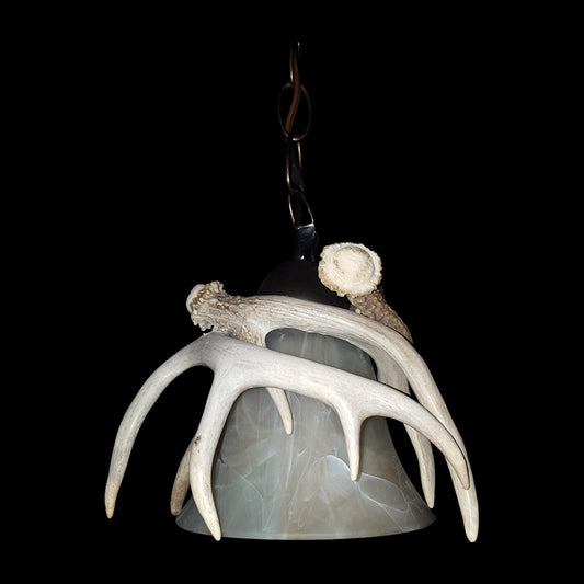 Antler pendant light on black background