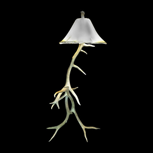 Elk antler floor lamp, 3 antler, on black background