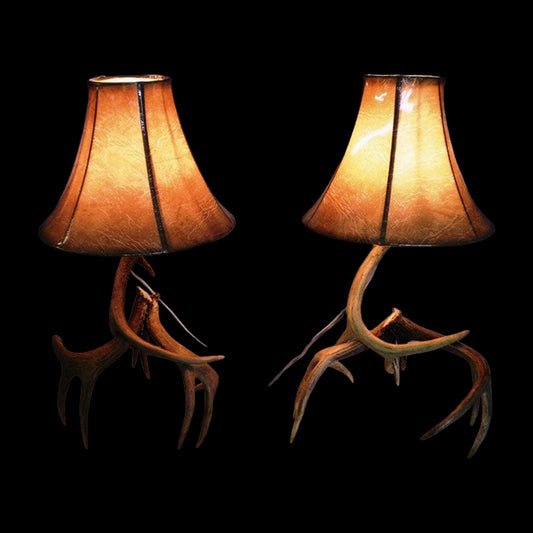 Night stand antler lamps set on black background